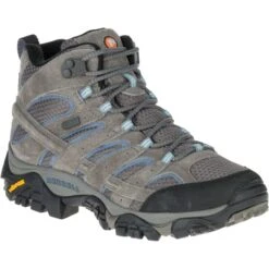 MERRELL Women's Moab 2 Mid Waterproof Hiking Boots, Granite , Wide