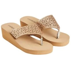OLIVIA MILLER Women's Shimmer Wedge Sandals