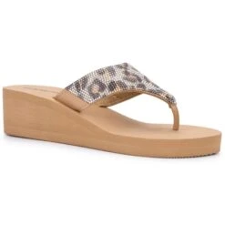 OLIVIA MILLER Women's Animal Print Wedge Sandals